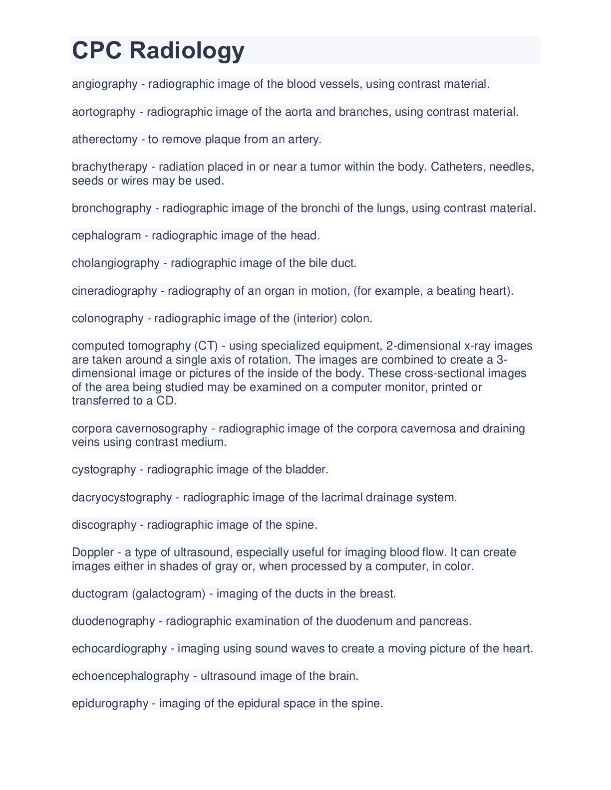 Preview image of CPC Radiology document